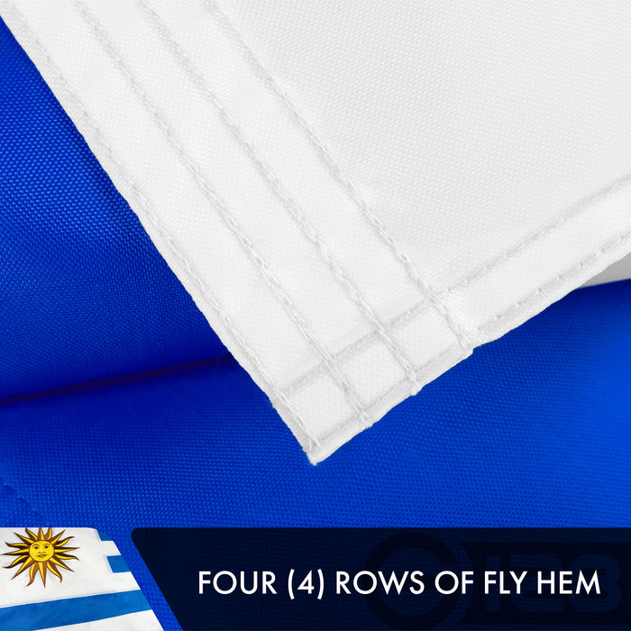Uruguay Uruguayan Flag 3x5 Ft 2-Pack Double-sided Embroidered Polyester By G128