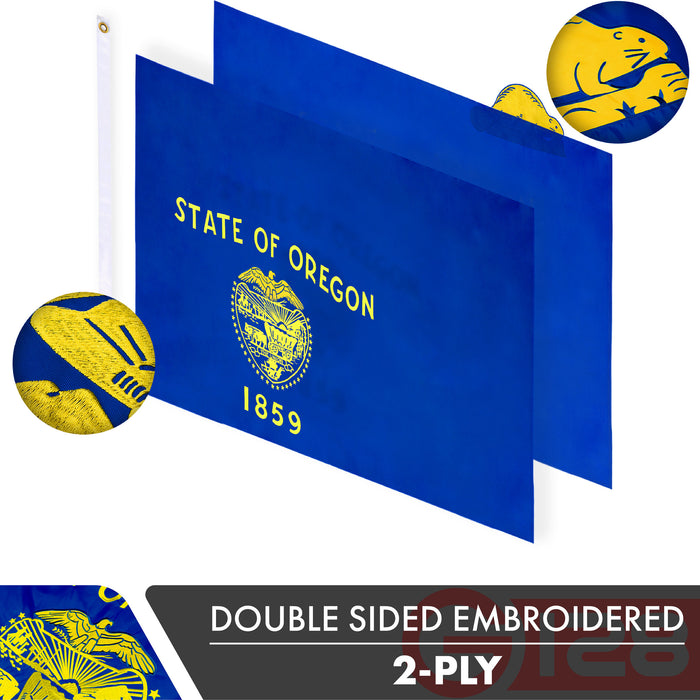 Oregon OR State Flag 3x5 Ft 5-Pack Double-sided Embroidered Polyester By G128