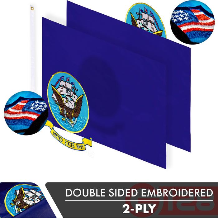 US Navy BOAT Flag 2x3FT 5-Pack Double-sided Embroidered Polyester By G128