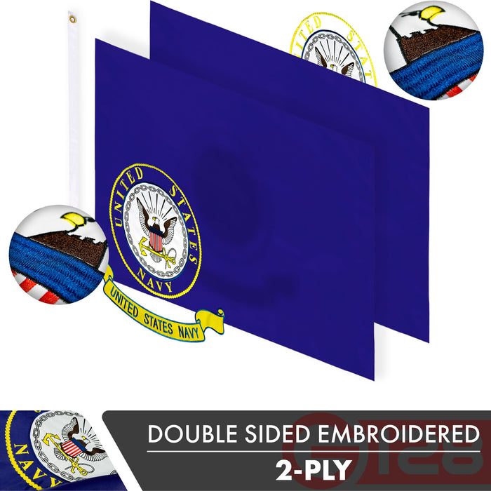 US Navy SEAL Flag 3x5 Ft 5-Pack Double-sided Embroidered Polyester By G128
