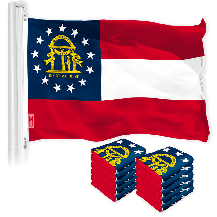 Georgia GA State Flag 3x5 Ft 10-Pack 150D Printed Polyester By G128