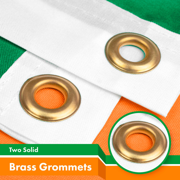 G128 10 Pack: Ireland Irish Shamrock Flag | 2x3 Ft | LiteWeave Pro Series Printed 150D Polyester | Indoor/Outdoor, Vibrant Colors, Brass Grommets