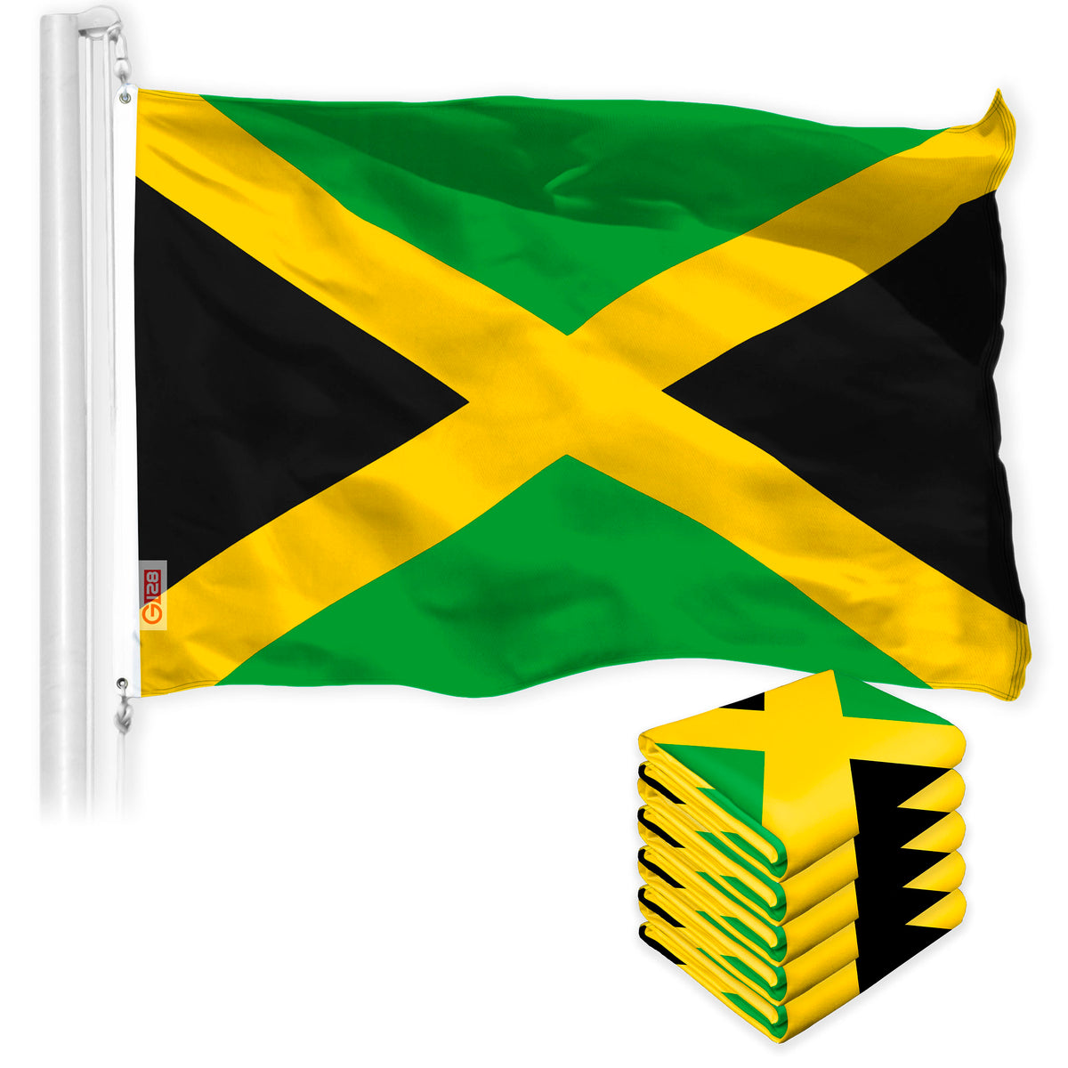 Jamaica Jamaican Flag 3x5 Ft 5-Pack 150D Printed Polyester By G128