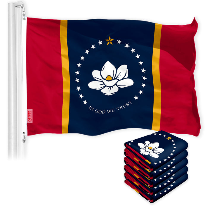 Mississippi 2020 Version Flag 3x5 Ft 5-Pack 150D Printed Polyester By G128