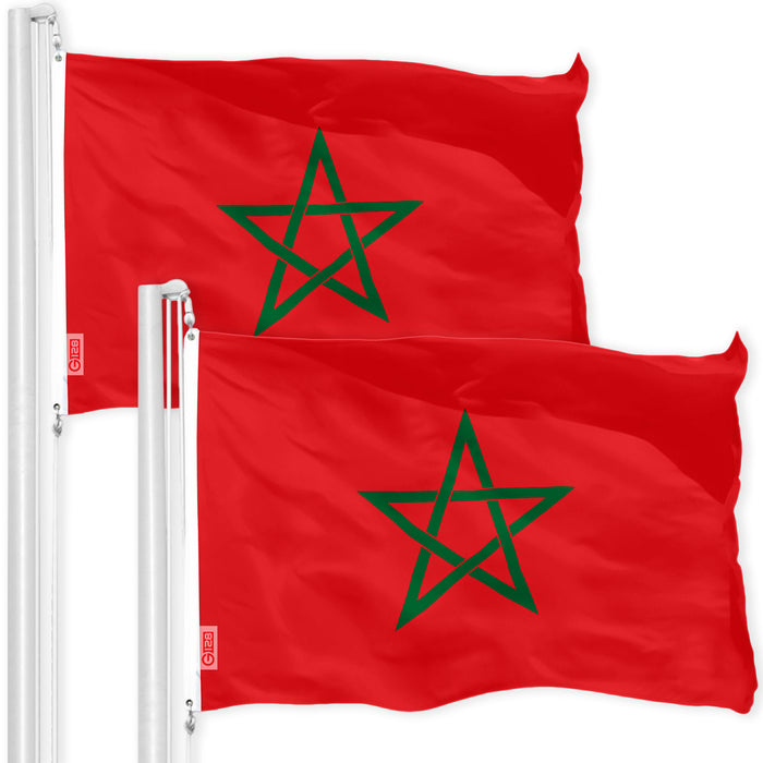 Morocco Moroccan Flag 3x5 Ft 2-Pack 150D Printed Polyester By G128