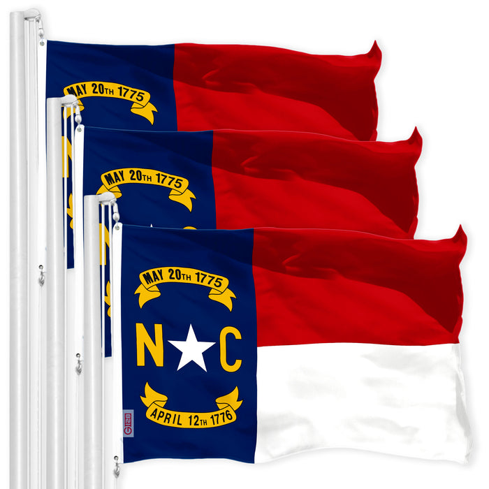 North Carolina State Flag 3x5 Ft 3-Pack 150D Printed Polyester By G128