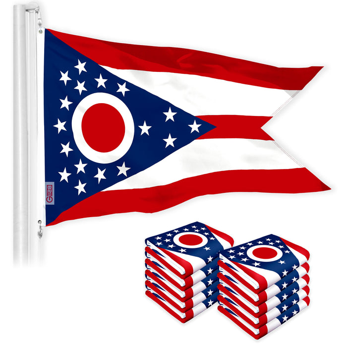 Ohio OH State Flag 3x5 Ft 10-Pack 150D Printed Polyester By G128
