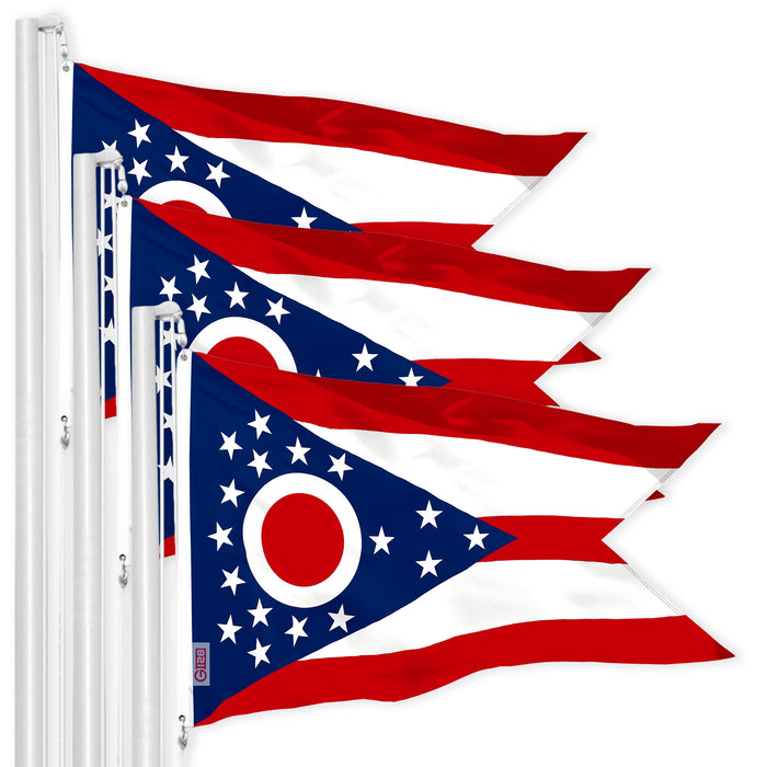 Ohio OH State Flag 3x5 Ft 3-Pack 150D Printed Polyester By G128