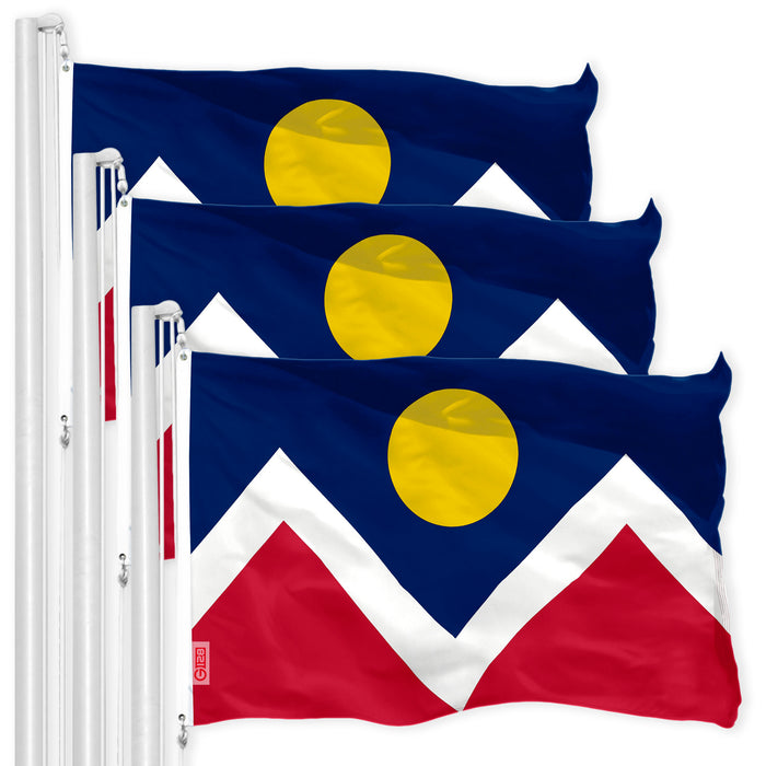 Denver City Flag 3x5 Ft 3-Pack 150D Printed Polyester By G128
