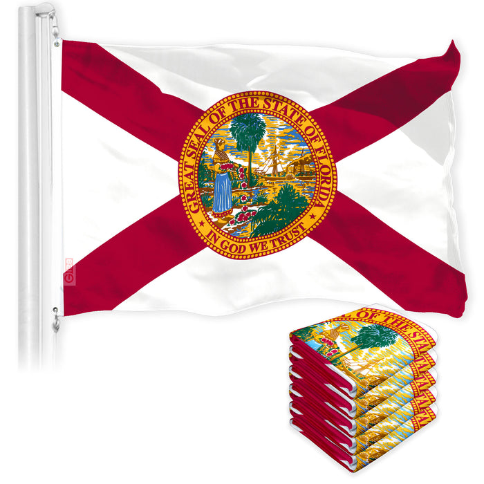 Florida FL State Flag 3x5 Ft 5-Pack 150D Printed Polyester By G128