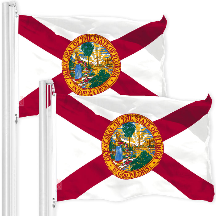 Florida FL State Flag 3x5 Ft 2-Pack 150D Printed Polyester By G128