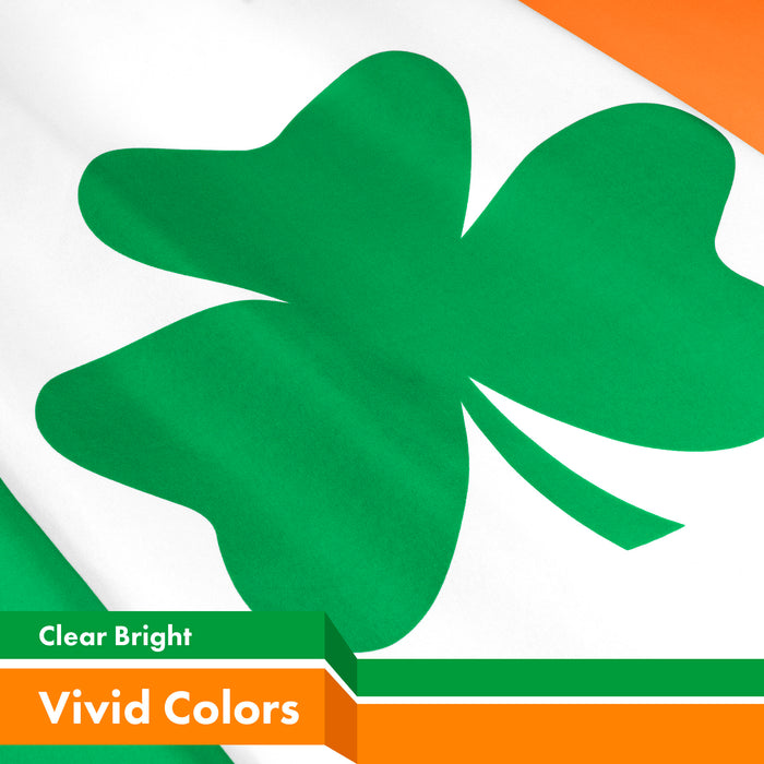 G128 10 Pack: Ireland Irish Shamrock Flag | 2x3 Ft | LiteWeave Pro Series Printed 150D Polyester | Indoor/Outdoor, Vibrant Colors, Brass Grommets