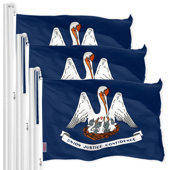 Louisiana LA State Flag 3x5 Ft 3-Pack 150D Printed Polyester By G128