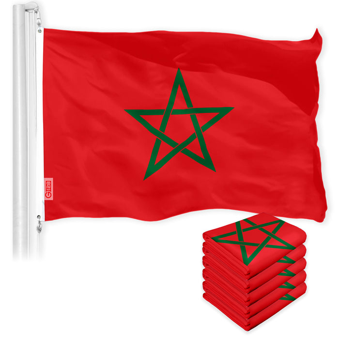 Morocco Moroccan Flag 3x5 Ft 5-Pack 150D Printed Polyester By G128