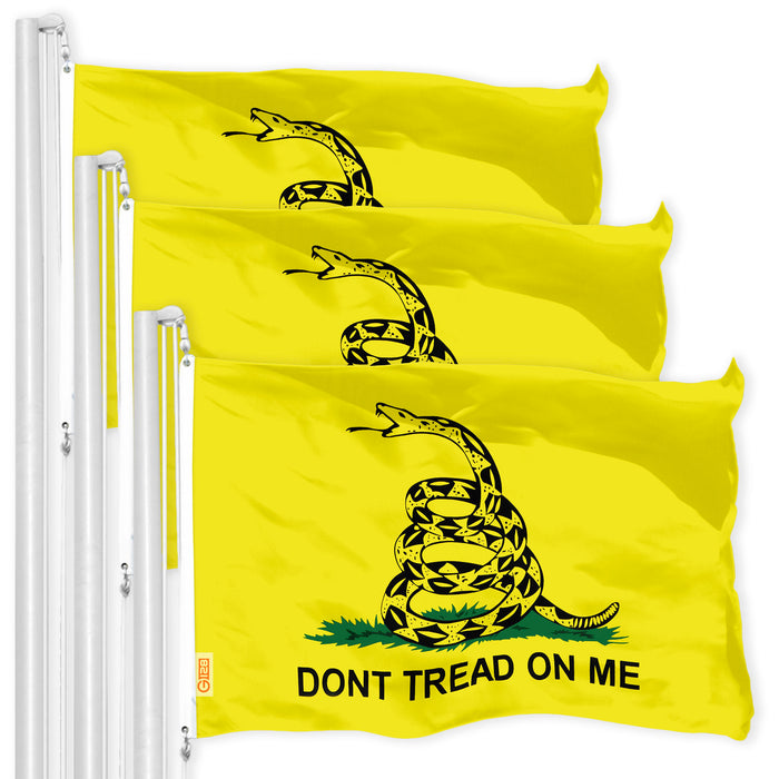 Gadsden Dont Tread on Me Flag 3x5 Ft 3-Pack Printed 150D Polyester By G128