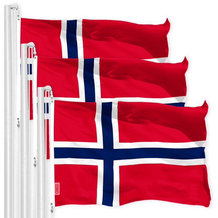 Norway Norwegian Flag 3x5 Ft 3-Pack 150D Printed Polyester By G128