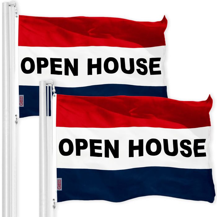 Open House Sign Flag 3x5 Ft 2-Pack Printed 150D Polyester By G128