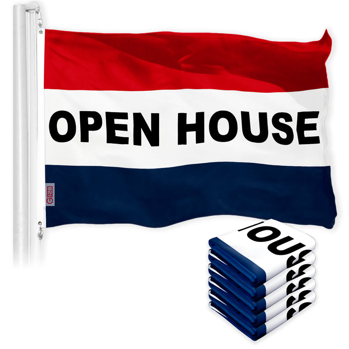 Open House Sign Flag 3x5 Ft 5-Pack Printed 150D Polyester By G128