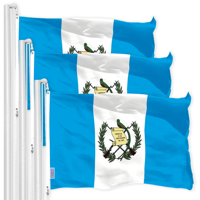 Guatemala Guatemalan Flag 3x5 Ft 3-Pack 150D Printed Polyester By G128