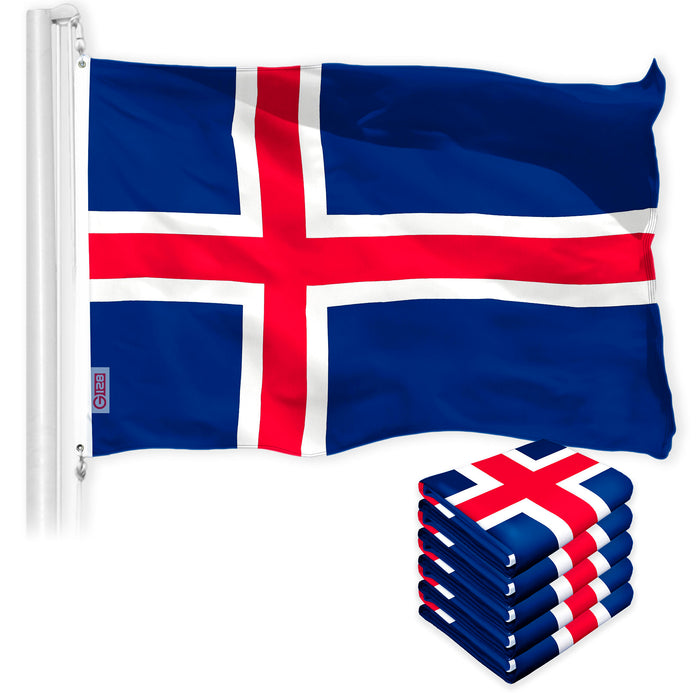 Iceland Icelandic Flag 3x5 Ft 5-Pack 150D Printed Polyester By G128