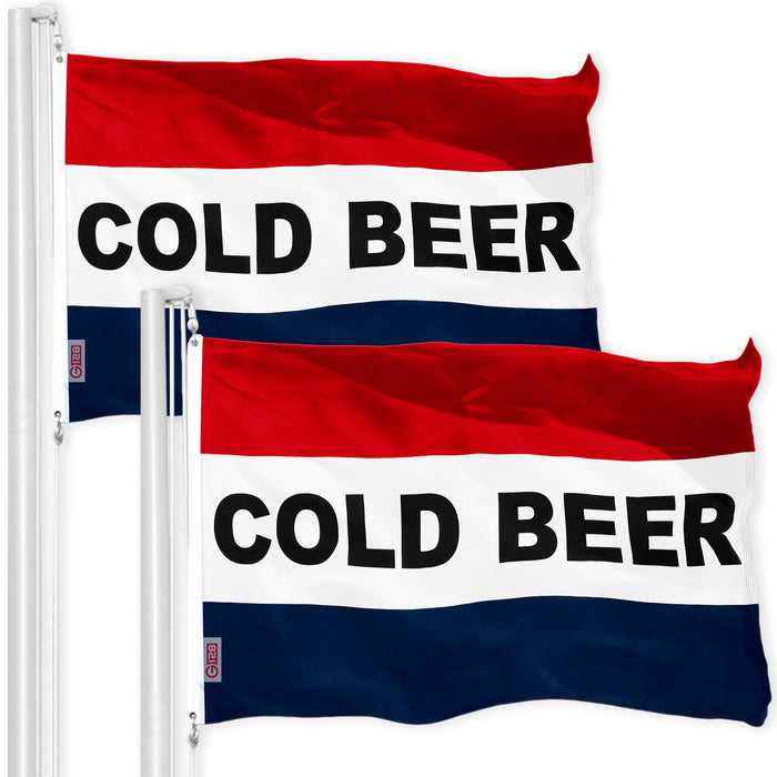 Cold Beer Sign Flag 3x5 Ft 2-Pack Printed 150D Polyester By G128