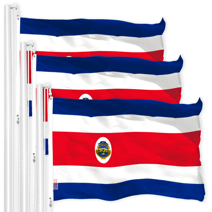 Costa Rica Costa Rican Flag 3x5 Ft 3-Pack 150D Printed Polyester By G128