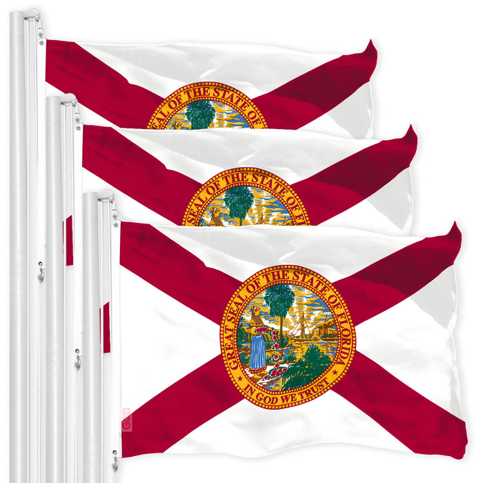 Florida FL State Flag 3x5 Ft 3-Pack 150D Printed Polyester By G128