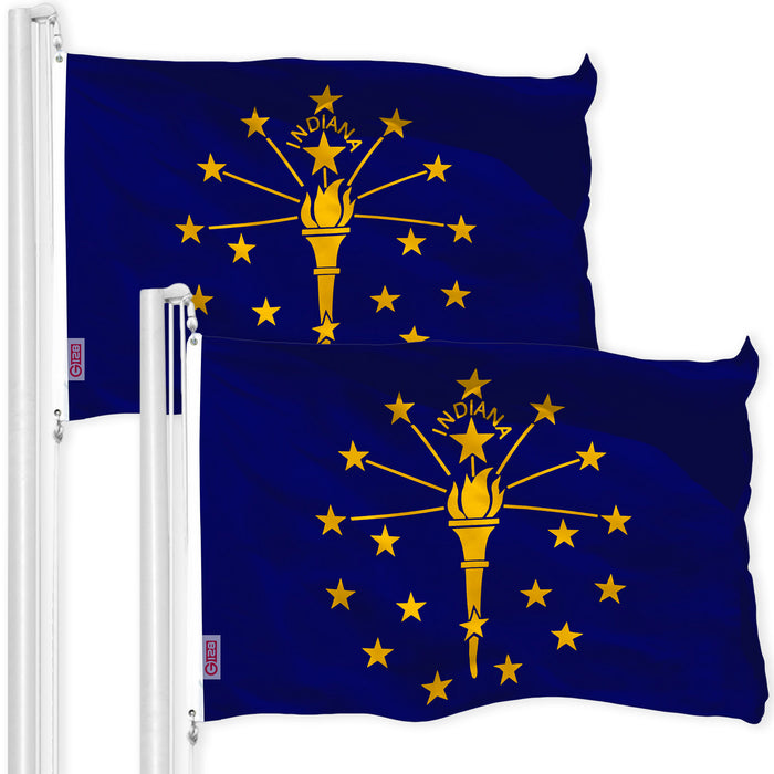 Indiana IN State Flag 3x5 Ft 2-Pack 150D Printed Polyester By G128