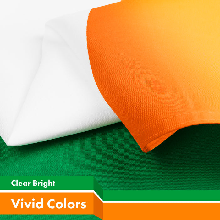 G128 2 Pack: Ireland Irish Flag | 4x6 Ft | LiteWeave Pro Series Printed 150D Polyester | Country Flag, Indoor/Outdoor, Vibrant Colors, Brass Grommets