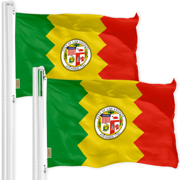 Los Angeles LA City Flag 3x5 Ft 2-Pack 150D Printed Polyester By G128