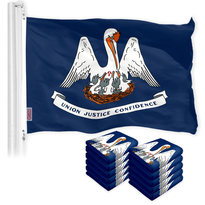 Louisiana LA State Flag 3x5 Ft 10-Pack 150D Printed Polyester By G128