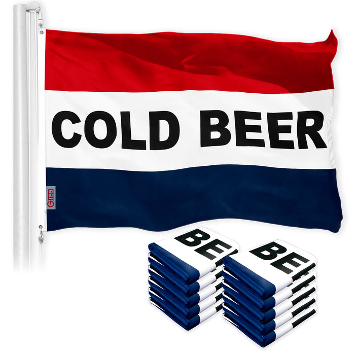 Cold Beer Sign Flag 3x5 Ft 10-Pack Printed 150D Polyester By G128