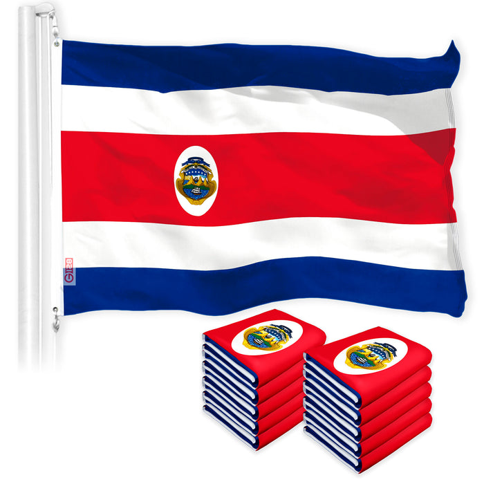 Costa Rica Costa Rican Flag 3x5 Ft 10-Pack 150D Printed Polyester By G128