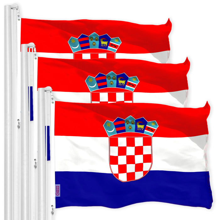 Croatia Croatian Flag 3x5 Ft 3-Pack 150D Printed Polyester By G128