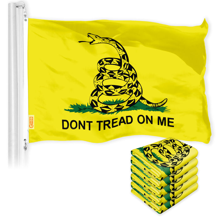 Gadsden Dont Tread on Me Flag 3x5 Ft 5-Pack Printed 150D Polyester By G128