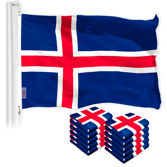 Iceland Icelandic Flag 3x5 Ft 10-Pack 150D Printed Polyester By G128