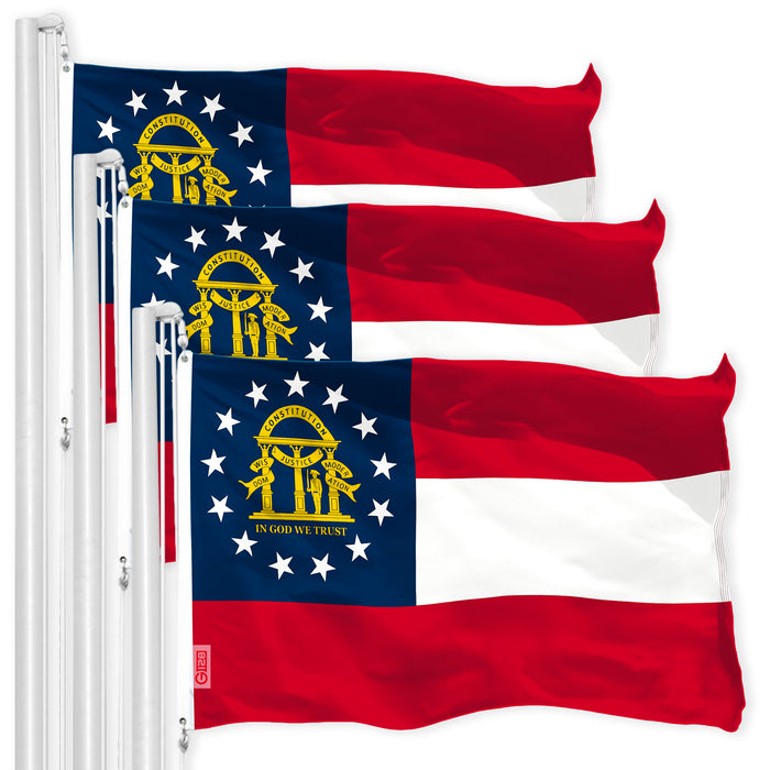 Georgia GA State Flag 3x5 Ft 3-Pack 150D Printed Polyester By G128