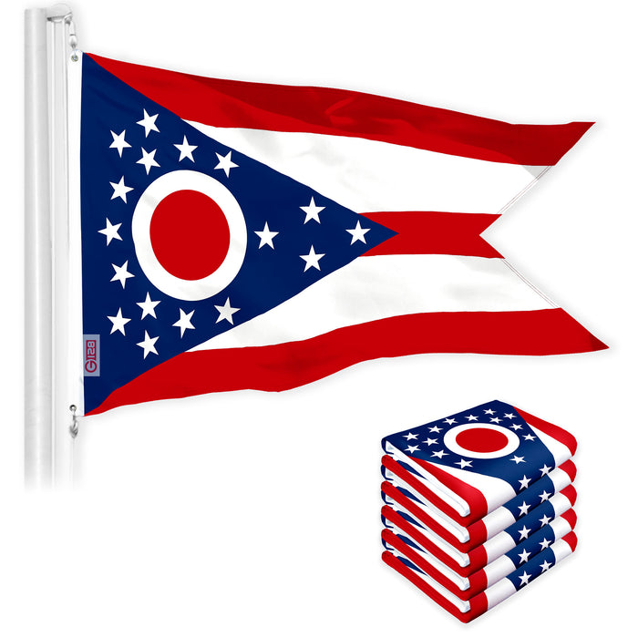 Ohio OH State Flag 3x5 Ft 5-Pack 150D Printed Polyester By G128