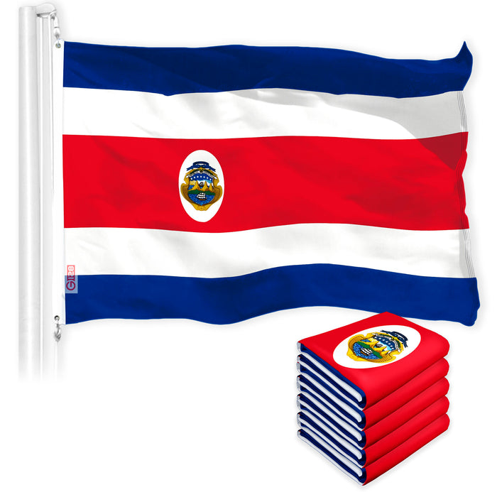 Costa Rica Costa Rican Flag 3x5 Ft 5-Pack 150D Printed Polyester By G128