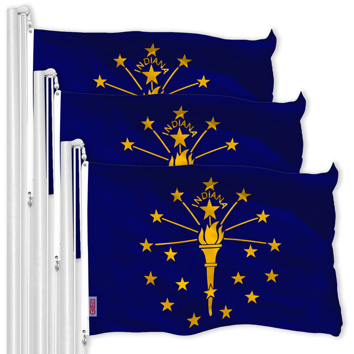 Indiana IN State Flag 3x5 Ft 3-Pack 150D Printed Polyester By G128