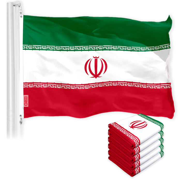 Iran Iranian Flag 3x5 Ft 5-Pack 150D Printed Polyester By G128