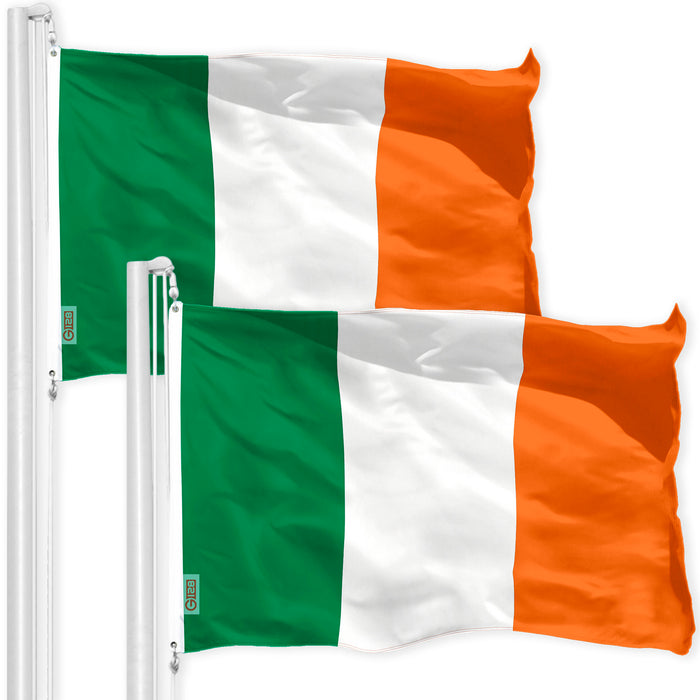 G128 2 Pack: Ireland Irish Flag | 4x6 Ft | LiteWeave Pro Series Printed 150D Polyester | Country Flag, Indoor/Outdoor, Vibrant Colors, Brass Grommets