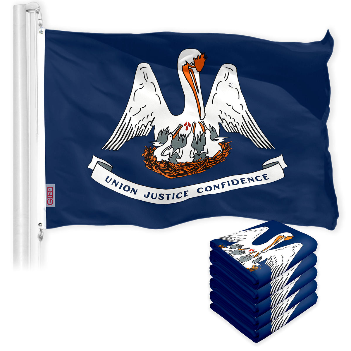FLAGPARK Louisiana Flagge – 90 X 152 Cm, Beidseitig Bedruckt, Outdoor-tauglich