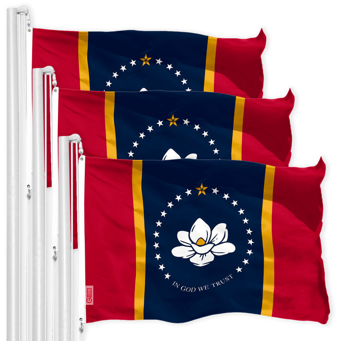Mississippi 2020 Version Flag 3x5 Ft 3-Pack 150D Printed Polyester By G128