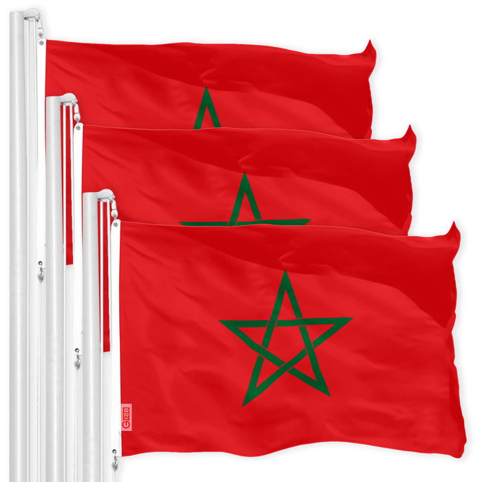 Morocco Moroccan Flag 3x5 Ft 3-Pack 150D Printed Polyester By G128