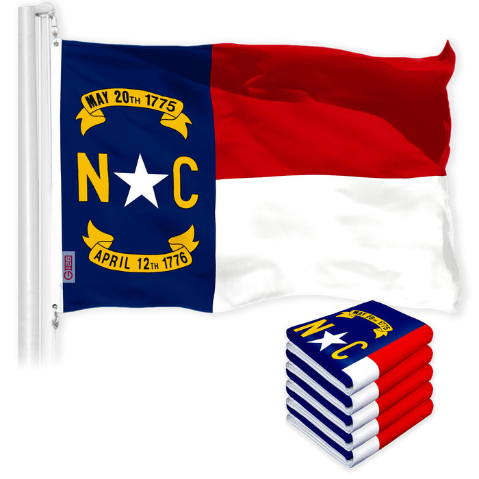 North Carolina State Flag 3x5 Ft 5-Pack 150D Printed Polyester By G128