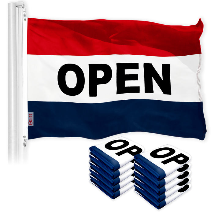 Open Sign Business Flag 3x5 Ft 10-Pack Printed 150D Polyester By G128