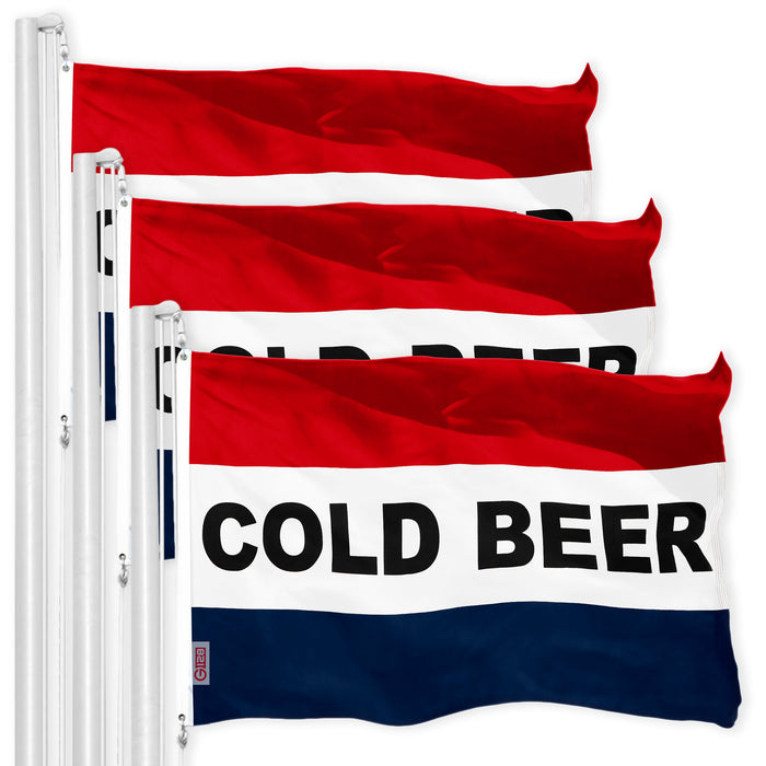 Cold Beer Sign Flag 3x5 Ft 3-Pack Printed 150D Polyester By G128