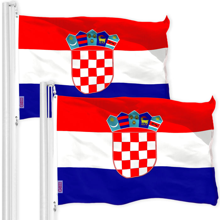 Croatia Croatian Flag 3x5 Ft 2-Pack 150D Printed Polyester By G128