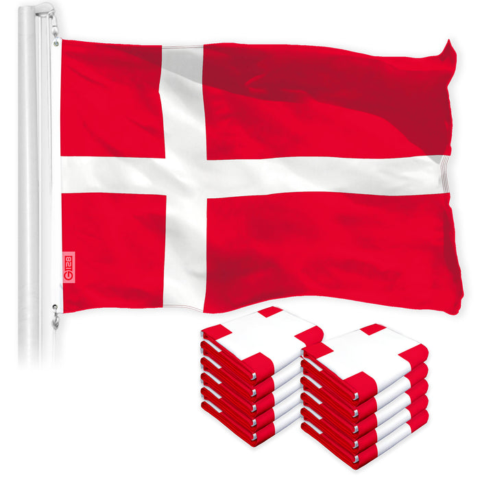 Denmark Danish Flag 3x5 Ft 10-Pack 150D Printed Polyester By G128